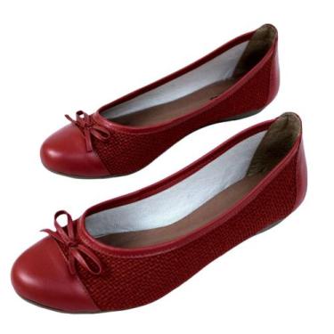 Imagem de Sapatilha De Couro Com detalhes em Juta - Oscarina , Vermelho, 37