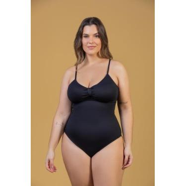 Imagem de Maiô Liso Com Alças Reguláveis Plus Size - Cor De Cacau, Preto, 54