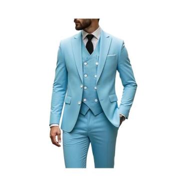 Imagem de Terno Slim Fit De 3 Peças Para Casamento Masculino: Jaqueta, Colete E 
