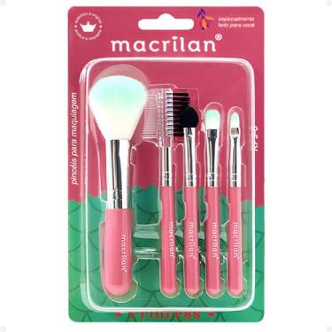 Imagem de Kit Com 5 Pincéis Para Maquiagem Macrilan Princess Kp9-6, Rosa