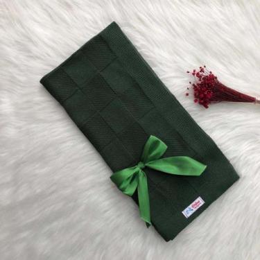 Imagem de Manta Para Bebê Tricô Tricot Quadriculada - Mimo da Cegonha, RN, Verde
