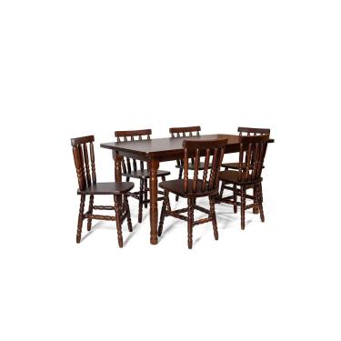 Imagem de Conjunto Mesa Jantar 160x80 Com 6 Cadeiras Madeira Reforçada Mônaco Jm Móveis