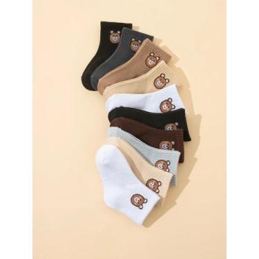 Imagem de Conjunto De Meias Com Estampa De Urso Bebê, 10 Pares, Macias E Confort