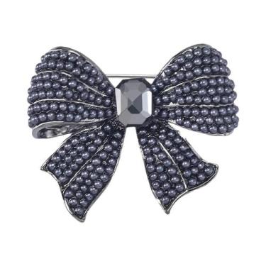 Imagem de Broche De Laço Com Pérolas E Strass Para Mulheres, Acessório De Joalhe