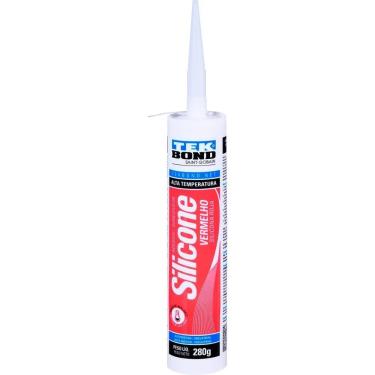 Imagem de Silicone Acético Alta Temperatura Vermelho com Resistência a Óleo de Motor e Antifúngica Tekbond 280G