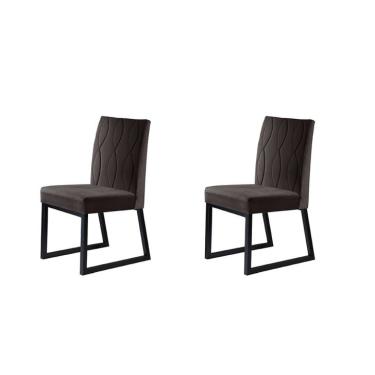 Imagem de Conjunto com 2 Cadeiras Atena V Marrom Escuro 98 cm
