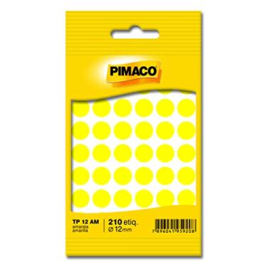 Imagem de Etiqueta Adesiva para Codificação 12mm, BIC, Pimaco, TP12AM, 886594, Amarelo, 210 Etiquetas