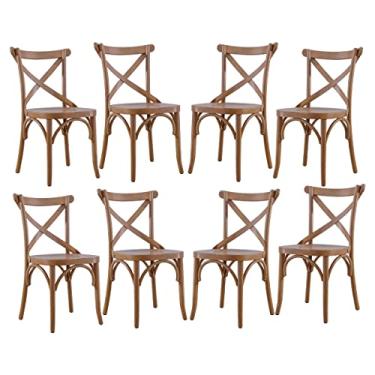 Imagem de Kit 8 Cadeiras para Mesa de Jantar Espanha 39 x 94 Cm Madeira Maciça Tauari Verniz Mel - RMI