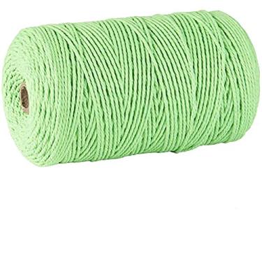 Imagem de Cordão de macramê, 3 mm x 300 m (cerca de 200 m) 100% algodão natural corda macia não manchada para pendurar plantas artesanais artesanais (verde maçã)