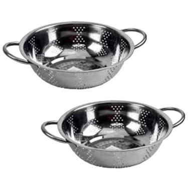 Imagem de Kit 2 Escorredor Inox Arroz Macarrão Peneira De Cozinha 25Cm