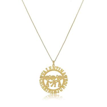 Imagem de Colar Mandala Com Filhos E Nomes Folheado Em Ouro 18k