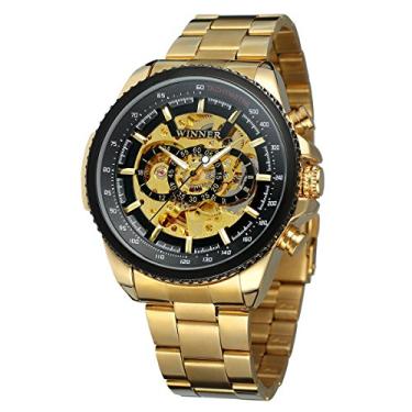 Imagem de T-WINNER Relógio Mecânico Automático de Pulso Esqueleto dourado super luxo para Homens - Moda e Casual