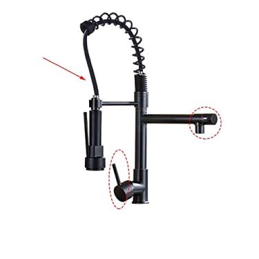 Imagem de Bico duplo torneira de cozinha 360 graus de rotação primavera pull down pulverizador deck montado torneira de pia de cozinha misturador torneiras, orb b, china