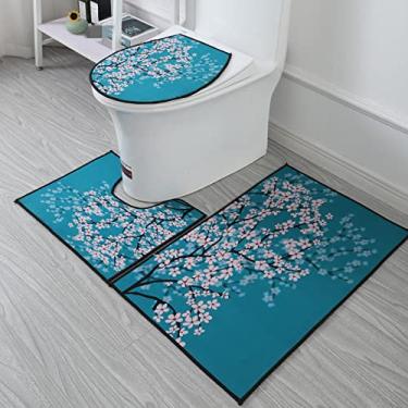 Imagem de 3 peças produtos de decoração de banheiro para casa conjunto de banheiro de mármore de três peças tapete de porta tapete de banheiro, C