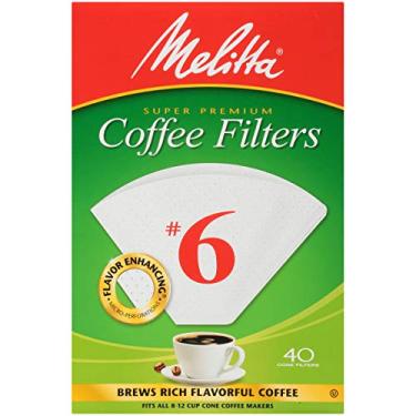 Imagem de Melitta Filtros de café cone nº 6, brancos, 40 unidades (pacote com 12) Contagem total de filtros 480 - a embalagem pode variar