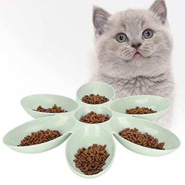 Imagem de Tigela de comida para gatos em forma de pétalas de flores tigelas de água para gatos comedouro para vários gatos, tigela de alimentação para cães, filhotes, gatos, gatos e gatos [verde] tigelas básicas