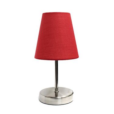 Imagem de Simple Designs LT2013-RED Mini luminária de mesa básica de níquel areia com sombra de tecido, vermelho