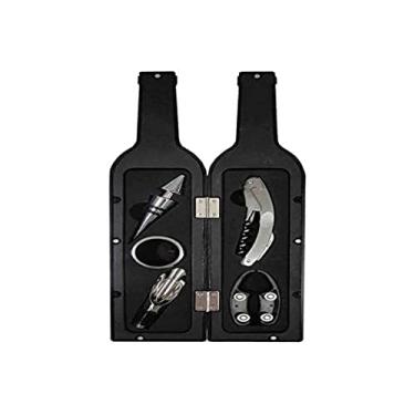 Imagem de Kit Abridor Vinho com 5 Peças C3Tech BD-100BK - kit para vinho em formato de garrafa