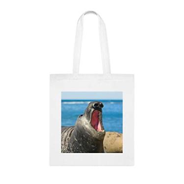 Imagem de SpreadPassion Elefante Seal In Peninsula Valdes Patagonia, presente engraçado de selo de elefante, bolsa de ombro, bolsas reutilizáveis, ideia de presente de aniversário e Natal