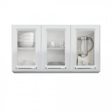 Imagem de Armário Aéreo 3 Portas de Vidro Luce Itatiaia Branco