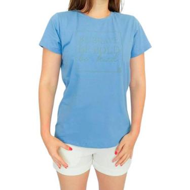 Imagem de Camiseta Feminina Kavic Tshirt Azul Be Brave