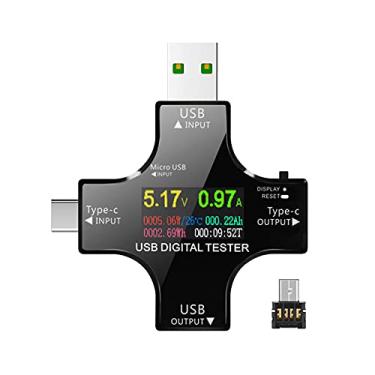 Imagem de Qudai 2 em 1 tipo c usb testador com ips lcd tela colorida usb voltímetro amperímetro testador de tensão atual mini multímetro digital com conector otg NP