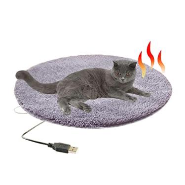 Imagem de Almofada de aquecimento de inverno para animais de estimação de pelúcia quente cachorro gato cobertor elétrico impermeável carregamento USB tapete de dormir de temperatura constante para almofada de viagem vermelha, cinza, 40 cm