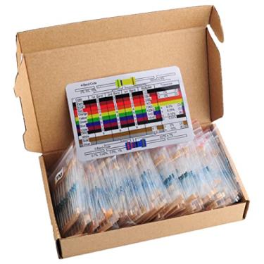 Imagem de DIYmall Kit de resistores 1/4W 1% de tolerância de filme de metal Kit de resistores de 10ohm a 1M ohm Kit sortido de resistência para Arduino Raspberry PI DIY projetos eletrônicos 73values kit de resistores