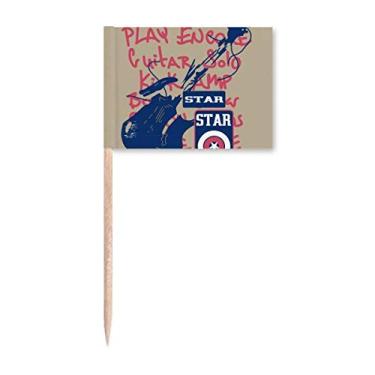 Imagem de Instrumento musical de guitarra com estampa de doodle e palito de dente marcadores para decoração de festa