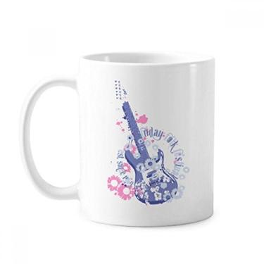 Imagem de Caneca ilustrada de guitarra música fresca padrão de cerâmica caneca de café porcelana xícara de mesa
