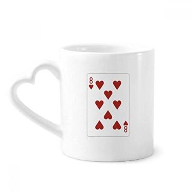 Imagem de Caneca com estampa de coração 8 cartas de baralho de café cerâmica copo de coração de vidro