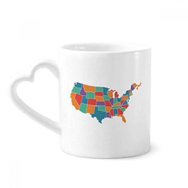 Imagem de Caneca com estampa de mapa dos Estados Unidos Caneca de café cerâmica copo de coração de vidro