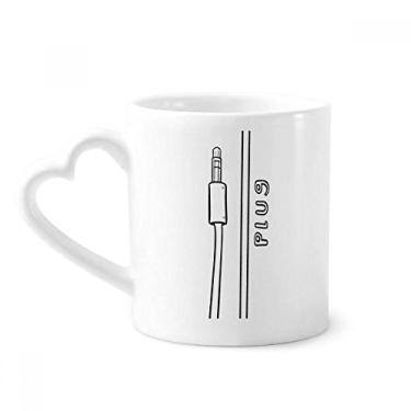 Imagem de Linha de plugue de fone de ouvido caneca de desenho à mão café cerâmica copo de coração de vidro