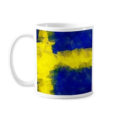 Imagem de Caneca com estampa de bandeira abstrata sueca cerâmica xícara de café porcelana louça