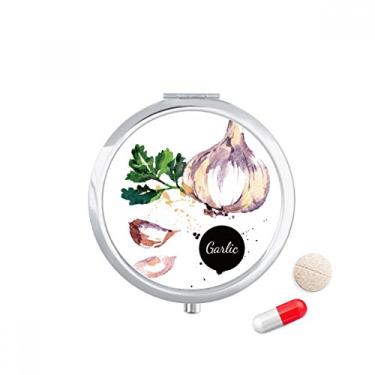 Imagem de Caixa de comprimidos de aquarela saborosa saudável com alho e legumes caixa de armazenamento de remédios dispensador de recipiente