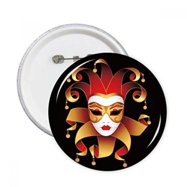 Imagem de Emblema de cabeça misteriosa feliz carnaval de Veneza com alfinetes redondos, 5 peças