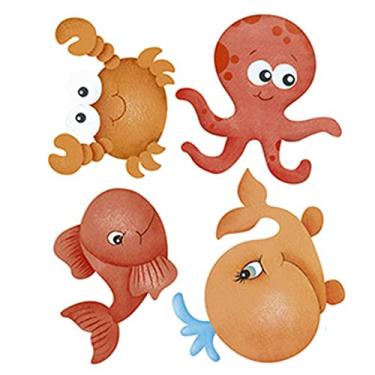 Imagem de Aplique MDF e Papel Litoarte 3 cm - Modelo APM3-257 Animais Marinhos