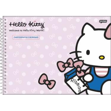 Imagem de Caderno de Cartografia e Desenho 80fls Hello Kitty Espiral Capa Dura