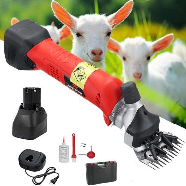 Imagem de Cordless Electric Sheep Clipper, Sheep Clipper Hair com duas baterias, para barbear lã de pele em ovelhas, cabras, gado, animais de fazenda de gado,Red-220V