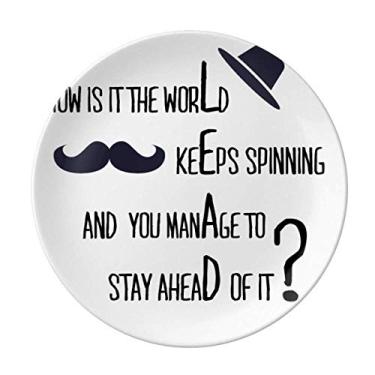 Imagem de Prato decorativo de porcelana Salver da Question To Leaders com citação famosa