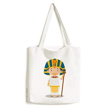 Imagem de Chapéu amarelo Egito desenho animado Art Deco presente moda sacola sacola de compras bolsa casual bolsa de mão