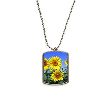 Imagem de Colar com pingente de corrente de aço inoxidável para cães com girassóis e flores do sol