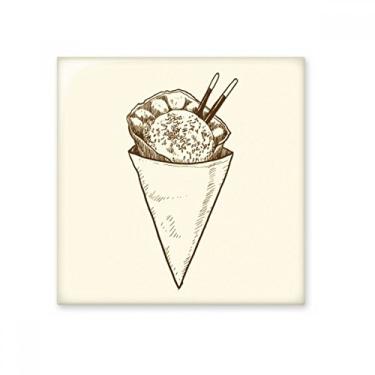Imagem de Hashis Cone de gergelim sorvete azulejo de cerâmica brilhante decalque de pedra adornada tijolo vitrificado