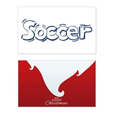 Imagem de Bola de futebol azul com estampa frontal de futebol festivo Merry Christmas Cartões de parabéns Mensagem de Natal