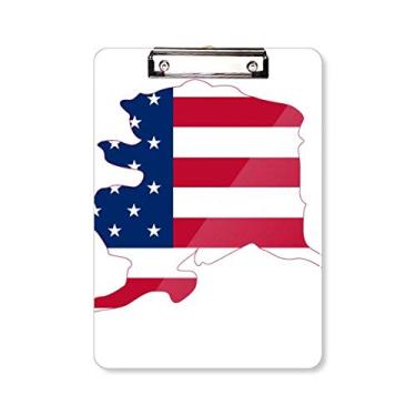 Imagem de Mapa Estrelas Listras Bandeira em Forma de Alaka USA Prancheta Pasta de Escrita Placa de Apoio A4