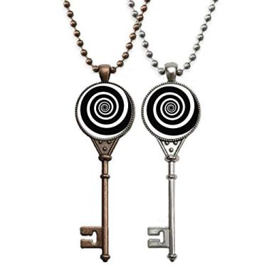 Imagem de OFFbb-USA Illusion Line Repeat Chaveiro Colar Pingente Joias Decoração de Casal