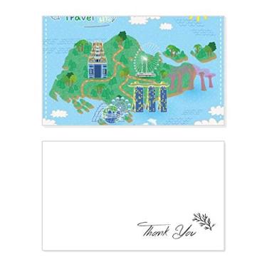 Imagem de Mapa de viagem de Cingapura, cartão de agradecimento, papel de aniversário, agradecimento de casamento