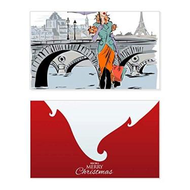 Imagem de Lady River Bridge França Mark Holiday Holiday Merry Christmas Cartões de parabéns Mensagem de Natal