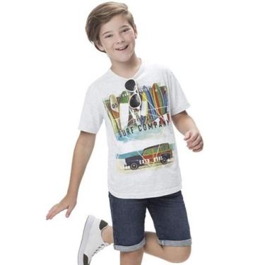 Imagem de Camiseta Infantil Verão Menino Surf Tam 4 A 10 - Branco Kyly