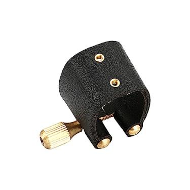 Imagem de rockible Ligadura alto sax, prendedor de ligadura durável compacto de couro artificial para sax alto bocal sax ferramenta de instrumentos, Estilo b